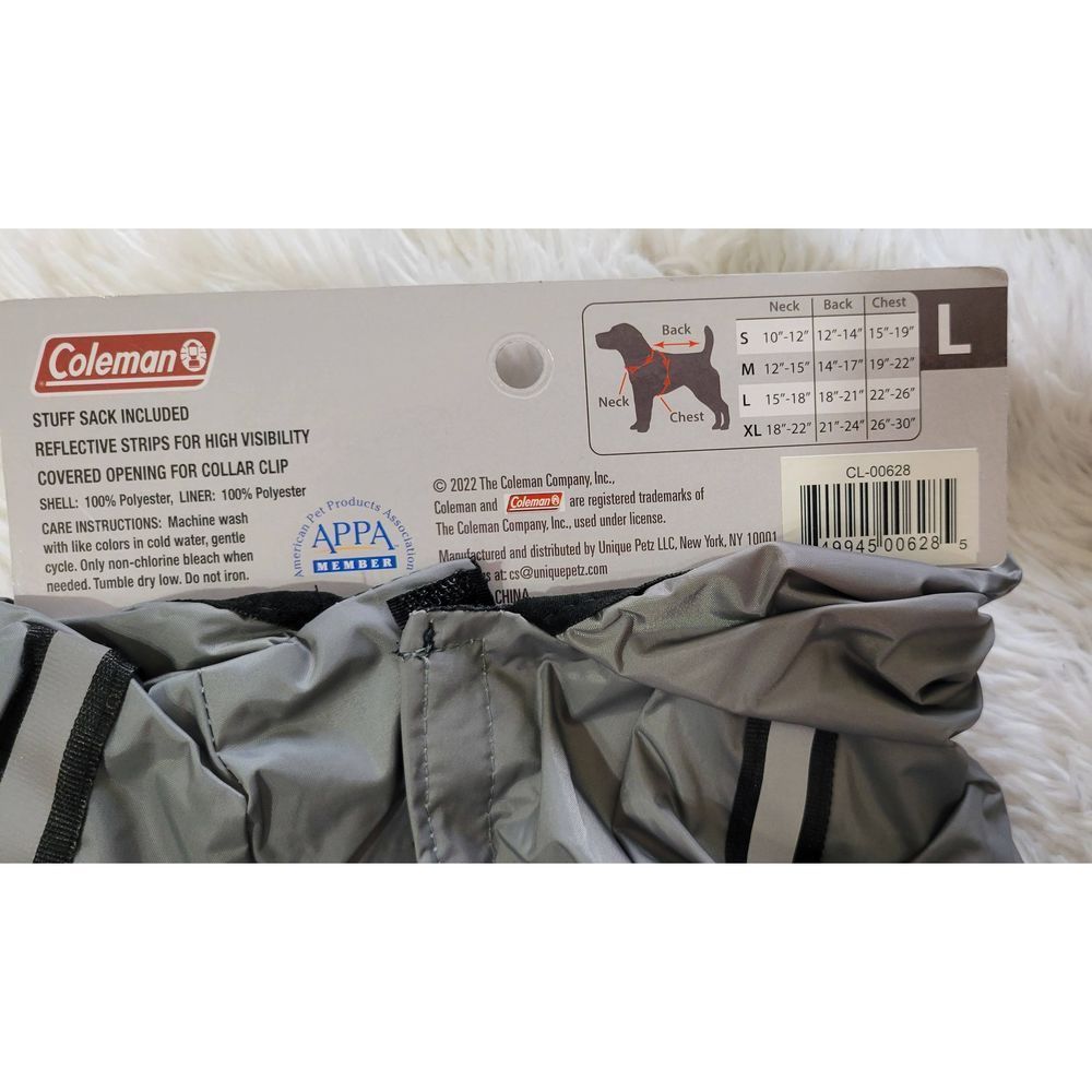 Coleman Size Large Dog Raincoat Waterproof Jacket - Picture 4 of 4